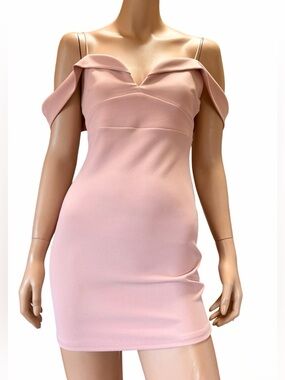 Makers of Dreams Blush Pink Off Shoulder Bodycon Mini Dress Size Small
